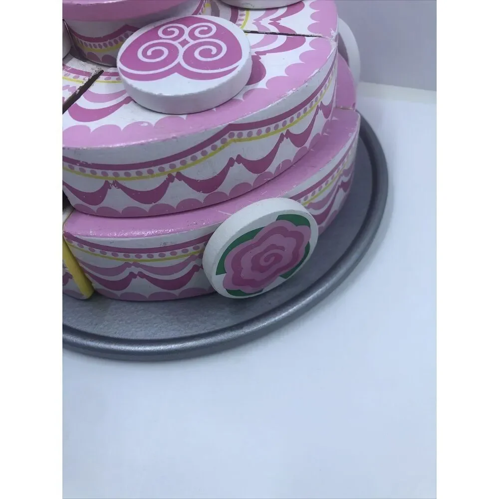 *MELISSA & DOUG Triple Layer Party Cake #4069 Age 3+ Preschool wood food playset